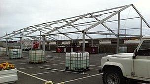 Marquees being taken down in St Peter Port, Guernsey