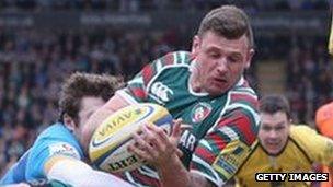 Adam Thompstone in action for Leicester Tigers