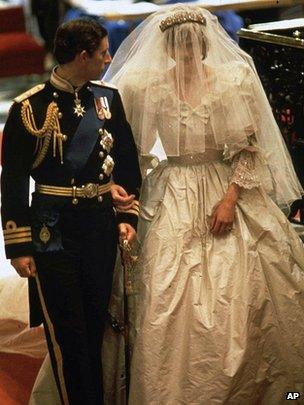 Princess Diana and Prince Charles on their wedding day