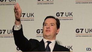 Chancellor George Osborne at a news conference following the G7 meeting