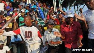 Lonmin miners on securing a 22% wage increase in September 2012