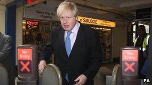 The Mayor of London Boris Johnson leads a walkabout around Wimbledon High Street and train station