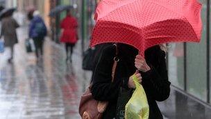 Shopper with umbrella