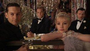 Tobey Maguire, Leonardo DiCaprio, Carey Mulligan and Joel Edgerton in The Great Gatsby