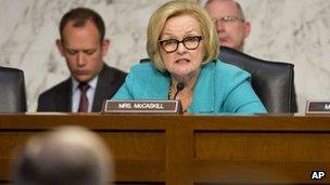 Senator Claire McCaskill questions top officials of the Air Force on sexual assault 7 May 2013