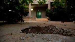 Hole in ground in Khatib family courtyard