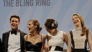 From left, Israel Broussard, Emma Watson, Katie Chang and Taissa Fariga. 16 May 2013