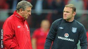 England coach Roy Hodgson and Wayne Rooney