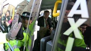 UKIP leader Nigel Farage in a taxi