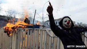 Protester at demonstration in Valparaiso, Chile (21 May 2012)