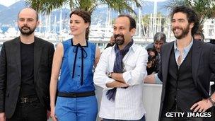 Ali Mosaffa, actress Berenice Bejo, director Asghar Farhadi and actor Tahar Rahim