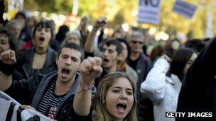 Protestors in Madrid