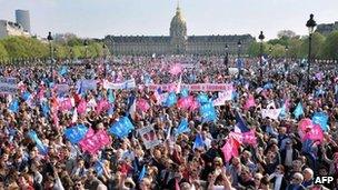 Demonstrators against gay marriage in Paris, 21 April