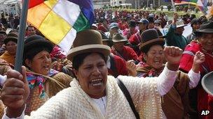 Indigenous women cheering