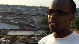 Morris Modipa on the roof of his bar in Johannesburg