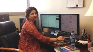 Bishaka Sen at her computer