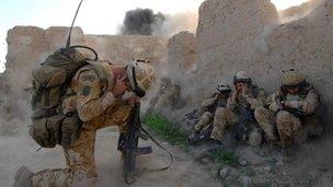 British solders during a strike in Sangin, Afghanistan in 2007