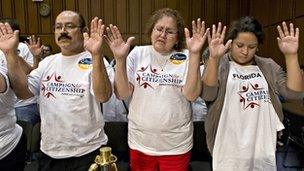 Immigration activists gather to pray on Capitol Hill in Washington