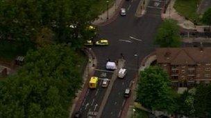 Aerial view of Woolwich incident scene