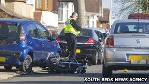 Police investigate shooting involving car and motorbike on Culverhouse Road, Luton