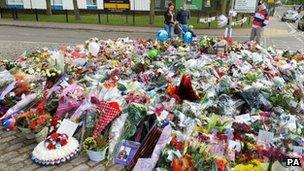 Floral tributes outside Woolwich Barracks