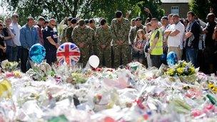 People gathered at the scene of Drummer Lee Rigby's murder