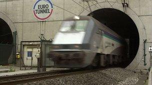 Eurotunnel train in the Channel Tunnel