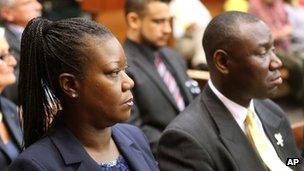 Sybrina Fulton (left) and Benjamin Crump in the courtroom in Sanford, Florida 28 May 2013