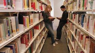 Students in library