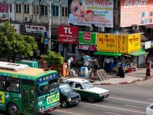 Traffic in Rangoon