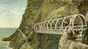 Old postcard of Gobbins path