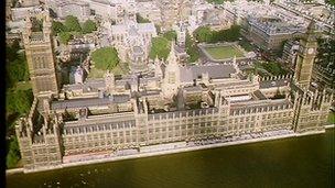 Ariel view of the Palace of Westminster