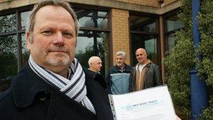 Sky Blues Trust members deliver a letter for Paul Appleton