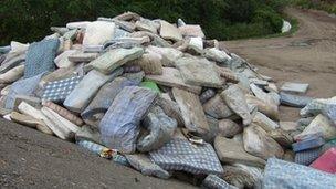 Mattresses in a pile