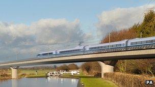 Undated handout image issued by HS2 of the Birmingham and Fazeley viaduct, part of the new proposed route