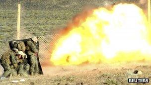 Handout image of US Marines training at Hawthorne Army Depot on 25 July 2010