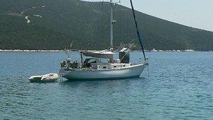 Yacht moored in Greece