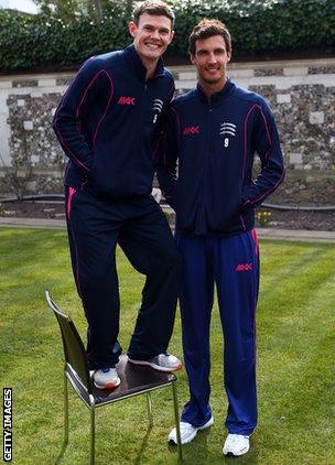 Harris with Middlesex team-mate and England bowler Steve Finn