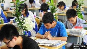 Students at a high school in Shenyang, Liaoning province, 29 May 2013