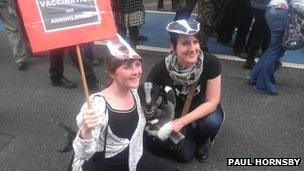 Dog dressed up as badger