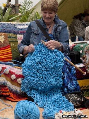 Knitting at Strawberry Fair