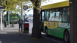 Buses at the terminus in St Peter Port