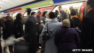 people getting on the Tube