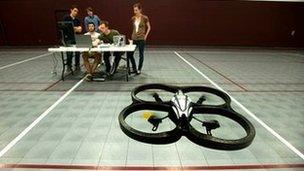 Thought-controlled drone on obstacle course