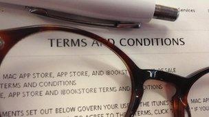 Terms and conditions with glasses