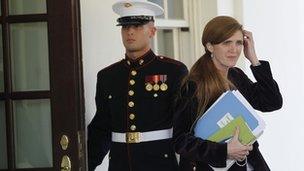 Samantha Power leaves the White House 12 October 2010