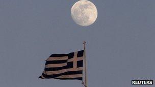 Greek flag and moon