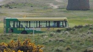 Guernsey bus driving along L'Ancresse road