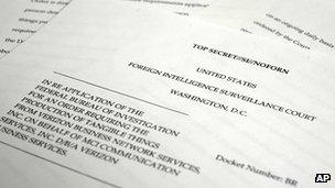 A copy of the U.S. Foreign Intelligence Surveillance Court order