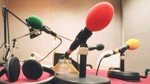 Microphones in radio studio